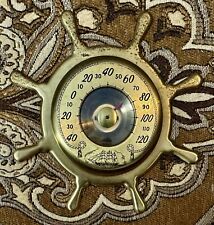Vintage 1940’s Brass Cooper Ship Wheel Thermometer, Nautical Decor -40 To 120F picture