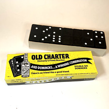 VTG 60s Old Charter Kentucky Bourbon / Cardinal Globe Hardwood Dominoes Set #556 picture