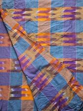 Vintage Cotton Madras Ikat Rich Jewel Tones Fabric 3yds + Purple Orange Blue 43