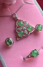 Burmese Grade A Jadeite Sterling Silver S925 pendant necklace，Rings and Studs picture