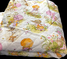 VTG Pre Quilted Fabric Holly-Hobbie STYLE Bonnet Girls Cat Cottage Core 45x89