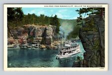 The Dells WI-Wisconsin, High Rock From Romance Cliff, Steamboat Vintage Postcard picture