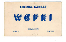 Ham Radio Vintage QSL Card   W0PRI   1952   Lenora, Kansas picture