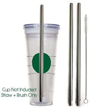 2 Replacement Straws Stainless Steel Reusable Washable Drinking Fits Starbucks picture
