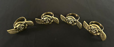 Lot of 4 Gold Tone Rose metal Napkin Ring Holders - new picture