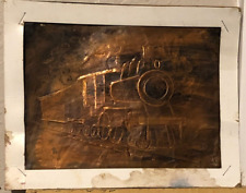Unique Artwork Engraved Copper Plate of Locomotive - 100% Real Copper picture