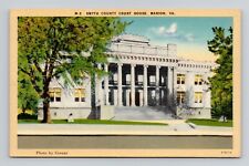 Postcard Smyth County Court House in Marion Virginia VA, Vintage Linen B17 picture