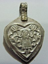 1 Antique Norwegian woodswoman silver heart charm pendant woods woman 50808 picture