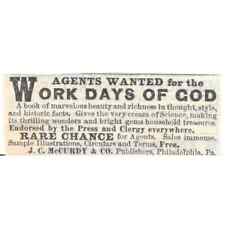 Work Days of God Salesmen J.C. McCurdy & Co Philadelphia - Ad 1878 TJ7-L2-4 picture