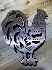 Vintage Cast Iron Rooster Trivet with Copper Finish Wall Hanging picture