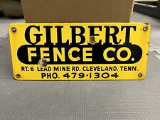 Signs Advertising Porcelain Fence Gas Oil Original Antique Vintage Gilbert picture
