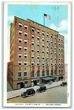 1935 Hotel Sunflower Building Cars Street View Abilene Kansas KS Posted Postcard picture