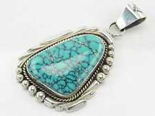 Vintage Aaron Toadlena Spiderweb Turquoise Sterling Silver Pendant picture