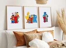 Set Of 3 Kaws Sesame Street Art Pieces 24x36in Unframed  picture