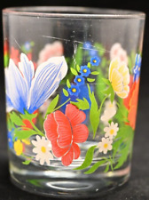 Vintage Reims France Floral Multicolor Tumbler Glass picture