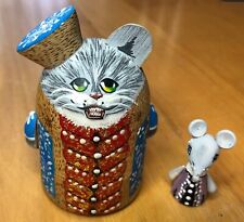 Vintage Nesting Cat And Mouse Matryoshka Russia Artist Signed RARE FIND picture