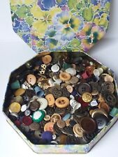 Vtg Fannie Farmer Spring Fling Floral Design Octagon Shape Candy Tin W/Buttons  picture