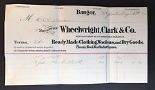 May 2, 1892 Receipt Wheelwright, Clark & Co Clothes and Dry Goods Bangor Maine picture