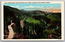 Shepperds Dell Dome Columbia River Highway Oregon Birds Eye View VTG Postcard picture
