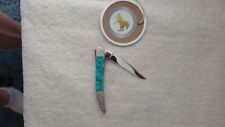 Custom Knives By Wild Horse Customs  Gold Vain turquoise Tiny Toothpick picture