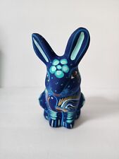 Talavera Ines Bunny Rabbit Mexican Pottery Guerrero Folk Art Hand Painted Blue picture