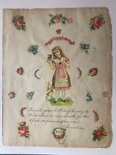 Charming 1800’s antique Victorian SCRAPBOOK PAGE-Happy Birthday- Hand Written picture