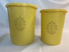 Vintage Tupperware Canister Set of 2 w/lids Retro Servalier Yellow Nesting picture