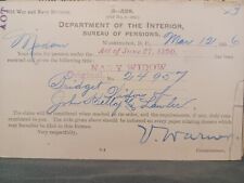 1905 DEPT INTERIOR PENSIONS BUREAU Postcard Mar 13 from collection picture