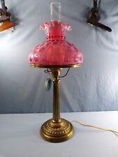 Fenton Cranberry Opalescent Glass Coin Dot Electric Table Pillar Lamp picture