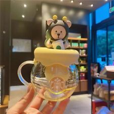 Starbucks Cup Creative Cute Bee Bear Glass Cup Coffee Cups W/ Filter Easter Gift picture