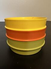 Tupperware Set of 3 Stackable Cereal Bowls 1356  Harvest fall colors Vintage picture