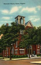 Crewe Virginia VA Methodist Church Linen Vintage Postcard picture