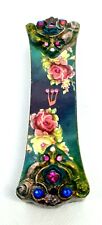 Michal Negrin Mezuzah Case Crystals Flowers With enamel + BOX #763 picture