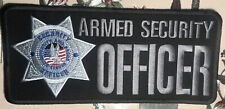 ARMED SECURITY OFFICER EMB PATCH 5X11 VELCROO ON BACK SILVER GRAY ON BLACK picture