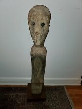 AFRICAN/INDONESIAN WOOD AND METAL FIGURINE SCULPTURE-VINTAGE picture