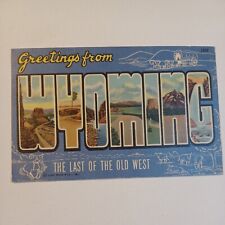 1942 Wyoming Large LETTER Greetings From Vintage Postcard Posted Washington 1c picture