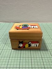 Vintage Tiny Beautiful Handmade, Painted Wooden Trinket Box From El Salvador BS3 picture