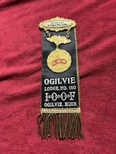 Vintage Odd Fellows IOOF Ribbon, Rare Chaplain, Lodge #150 in Ogilvie, MN. picture