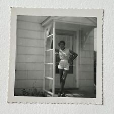 Vintage B&W Snapshot Photograph Beautiful Young Black African American Woman picture