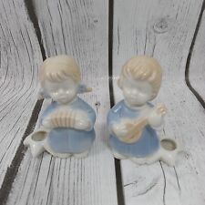 Vintage Set Of 2 Ceramic Choir Girl Candle Holders By Colonial Candle Cape Cod picture