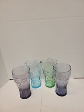 Set of 4 Vintage Coca Cola Colored Drinking Glasses Tumblers 14 oz. picture