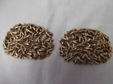 vtg 1970s oval 2.5in shoe clips buckle Musi signed gold tone filigree MINT picture