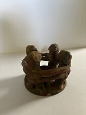 Vintage Candle Holder Aztec Mayan Pre Columbian Circle Of 4 Friends Dancing Art picture