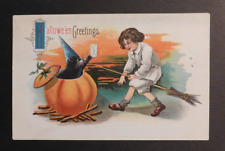 1913 USA Halloween Postcard Cover From Gainesville NY to Bliss NY Greetings picture