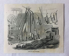 1855 magazine engraving ~ PIPES OF ALL NATIONS ~ smoking picture