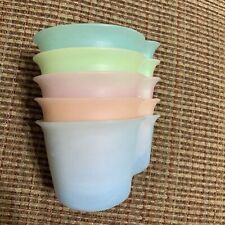 5 Vtg 1950s Tupperware Millionaire Line Pastel Stacking Handled Cups Tupper #121 picture