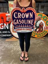 Antique Vintage Old Style Sign Crown Gasoline Standard Oil Made in USA picture