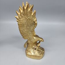 vintage brass perched bald eagle exotic India sculpture statue 8.5