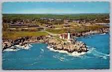 Portland Headlight Maine Scenic New England Coastline Chrome Cancel WOB Postcard picture