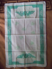 1930's/50's Vintage Cotton Material White / Green Fruit Pattern Dish Cloth picture